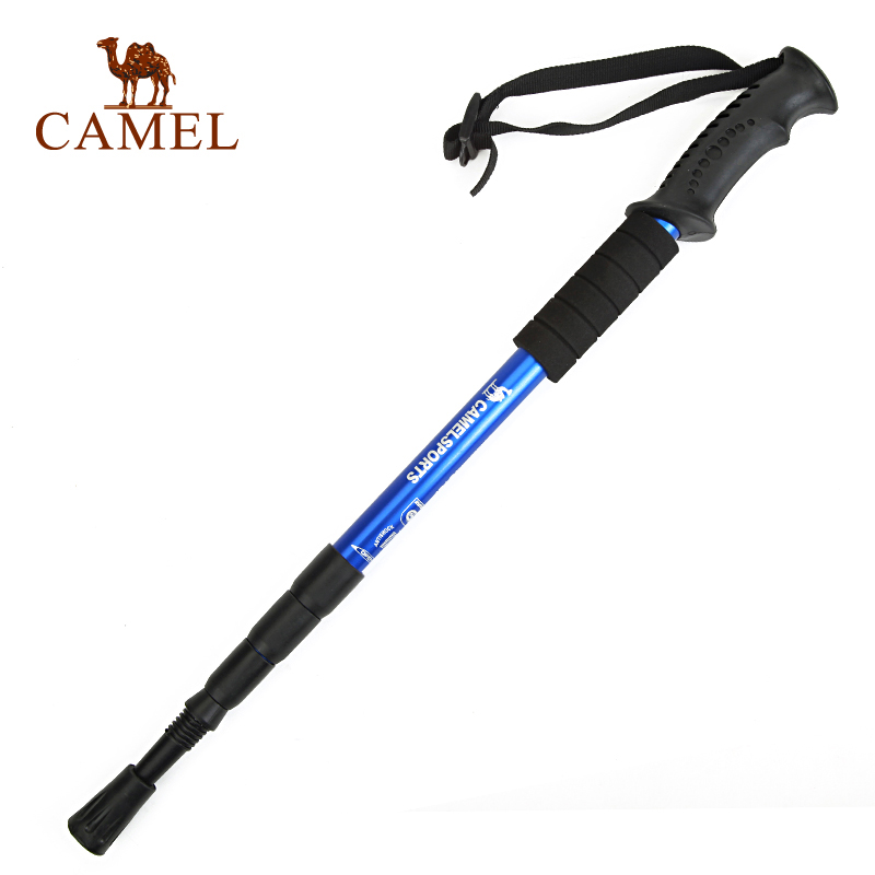 CAMEL骆驼户外登山杖 拐杖四节铝合金防滑轻便伸缩直柄手杖
