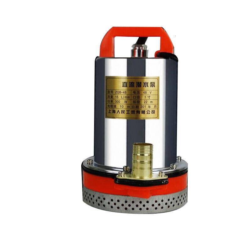 汐岩水泵48V 12V240V直流潜水泵插头的抽水泵家用小型刷车农用500w高扬程 48V300W15米电线高清大图