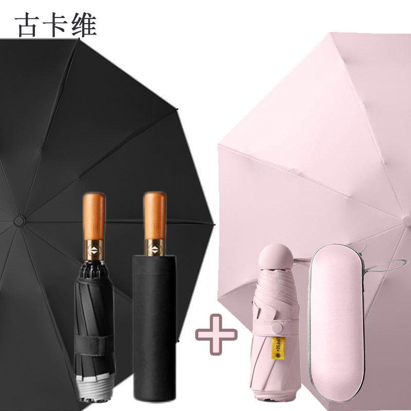 古卡维黑+粉防晒晴雨伞套装MX005高清大图