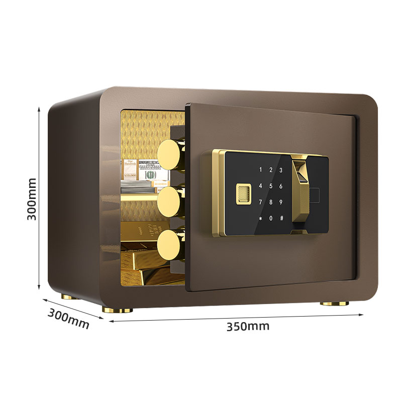臻远ZY-NW-BXGS-14全钢实心保险柜办公防盗保险箱 高30cm咖色指纹款高清大图