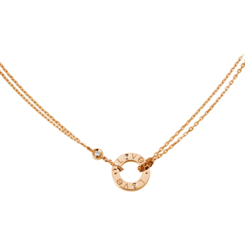 cartier卡地亚经典love18k金玫瑰金钻石项链镶嵌2颗钻石b7224509