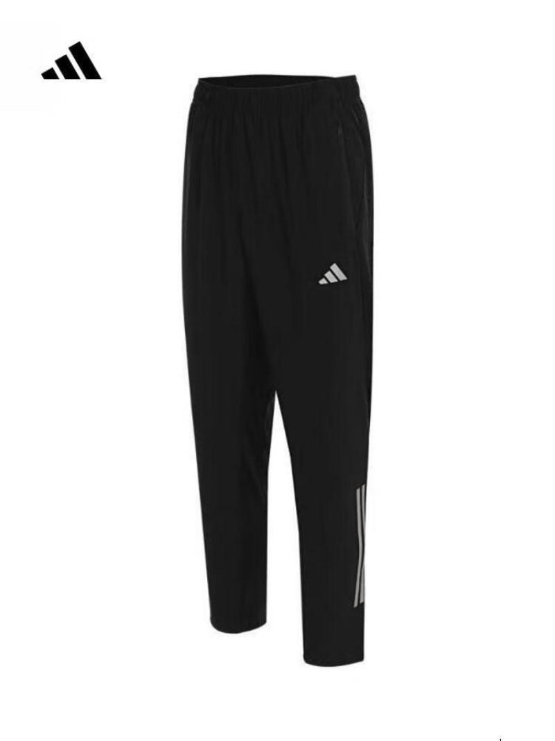 阿迪达斯 (adidas)男子日常百搭 简约透气 梭织长裤 IM7484 黑色 L