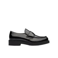 普拉达(PRADA)巧克力系带休闲鞋男户外轻质橡胶防滑耐磨皮质内底 黑色 43.5