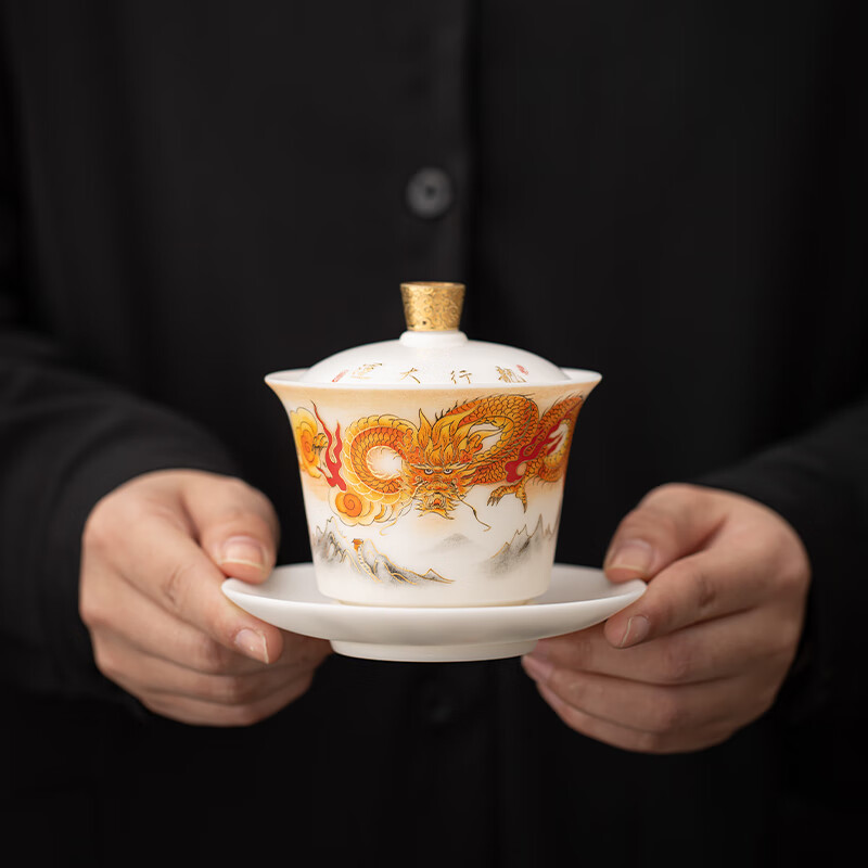 苏氏陶瓷/SUSHI CERAMICS J1004 龙行大运盖碗茶具套装 (单位:套)高清大图