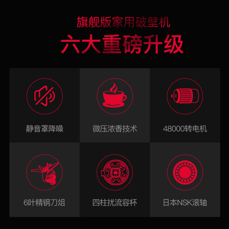 欧麦斯(oumaisi)破壁机 加热 破壁料理机 豆浆机 静音破壁料理机 不锈钢 48000/分 容杯2000毫升其他