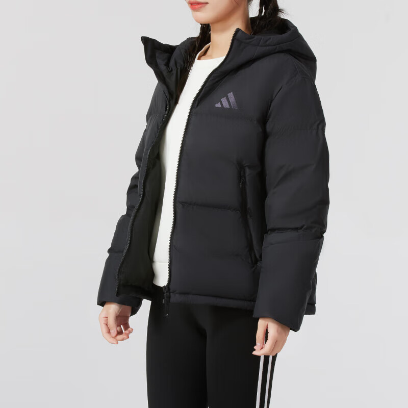 阿迪达斯 (adidas)女装 新款舒适百搭防风保暖运动休闲连帽羽绒服外套 JV6191 ZP高清大图