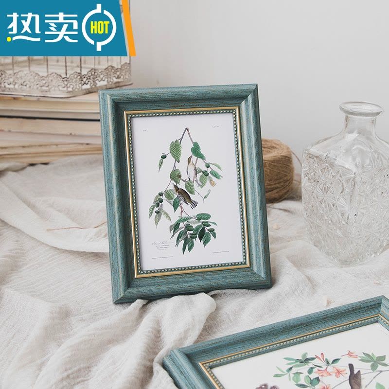 敬平相框摆台美式复古6寸7寸8寸画框挂墙油画棒框照片打印加定制框架 复古咖啡 正方形6寸[内径15.2*15.2]摆桌+图片