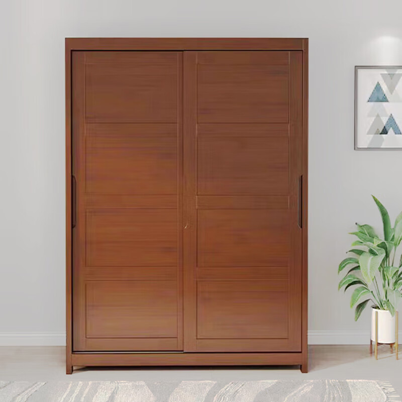 鑫金虎衣柜推拉门卧室出租房简约挂衣服柜子小户型家用衣橱实木储物立柜