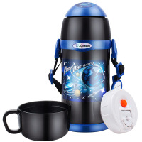 象印(ZOJIRUSHI) 儿童保温杯吸管杯SC-ZT60不锈钢进口双盖两用大容量保温瓶600ml BA黑色