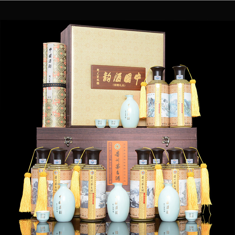 鼎利鑫2019年53度中国酒韵十大山水贵州茅台酒500ml1套10瓶
