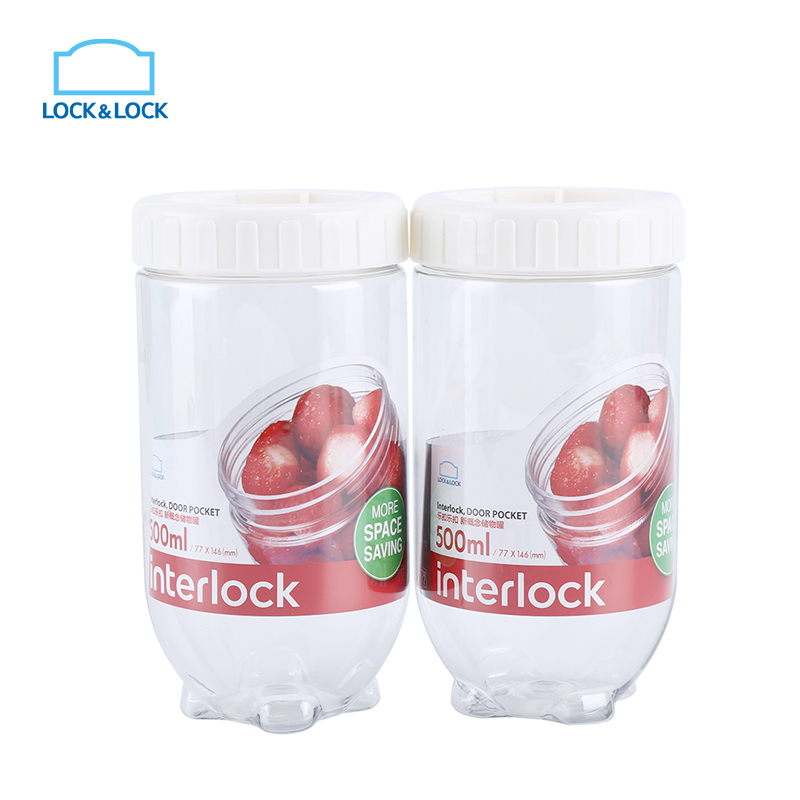 乐扣乐扣(lock&lock) 新概念储物罐二件套 塑料收纳罐保鲜盒 500ml*2 INL203S001