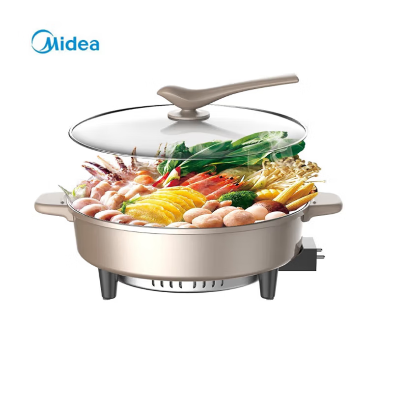 美的火锅家用电锅多功能锅电热锅电炒锅一体式锅电煮锅6L大容量 DH3411