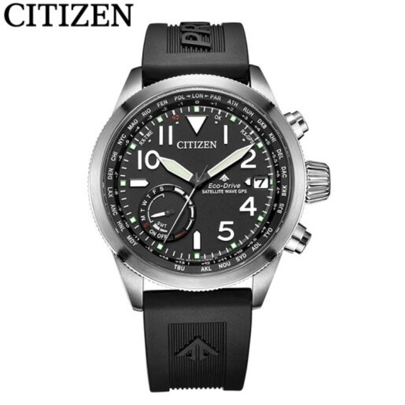 国行 西铁城(CITIZEN) 手表时尚潮流PU橡胶表带手表光动能卫星对时男表CC3060-10E