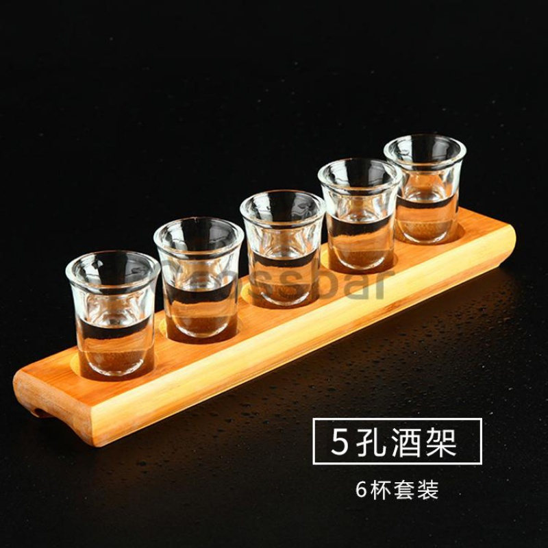 白酒杯子弹杯一口杯烈酒杯杯架水晶玻璃小酒杯分酒器酒具套装(请先与客服确认再)