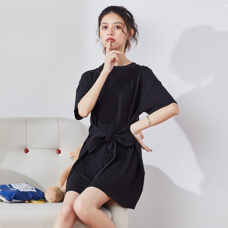 唐狮2021春新款连衣裙女夏短款设计感小众冷淡风女装高级感茶歇裙 S 黑色