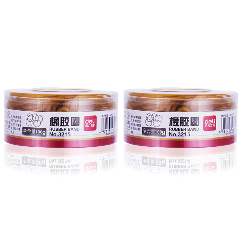 得力 3215 高韧性高强度橡皮筋橡胶圈 100g/筒 反复拉伸不易断 2筒*100g装HB