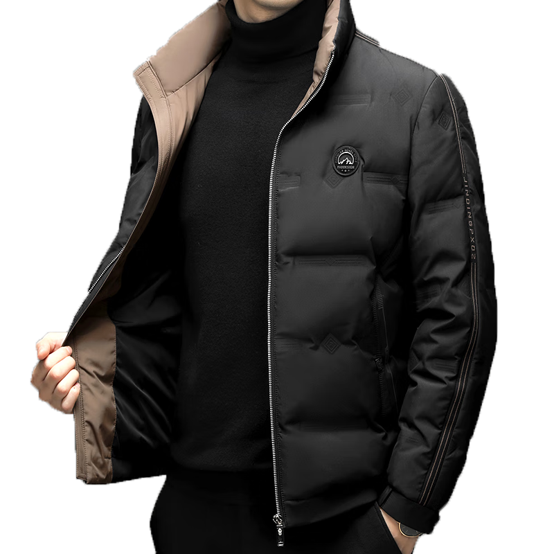 轻奢男装立领羽绒服男休闲中青年时尚商务保暖短款鸭绒外套上衣爸爸装