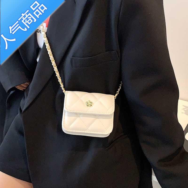 封后迷你小包斜挎包女百搭ins菱格链条小方包2022新款质感手机包女斜挎包