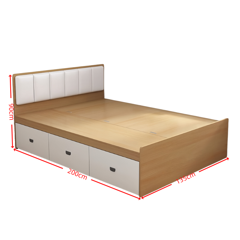 芙首泰木质床三抽2000*1350*900mm张高清大图