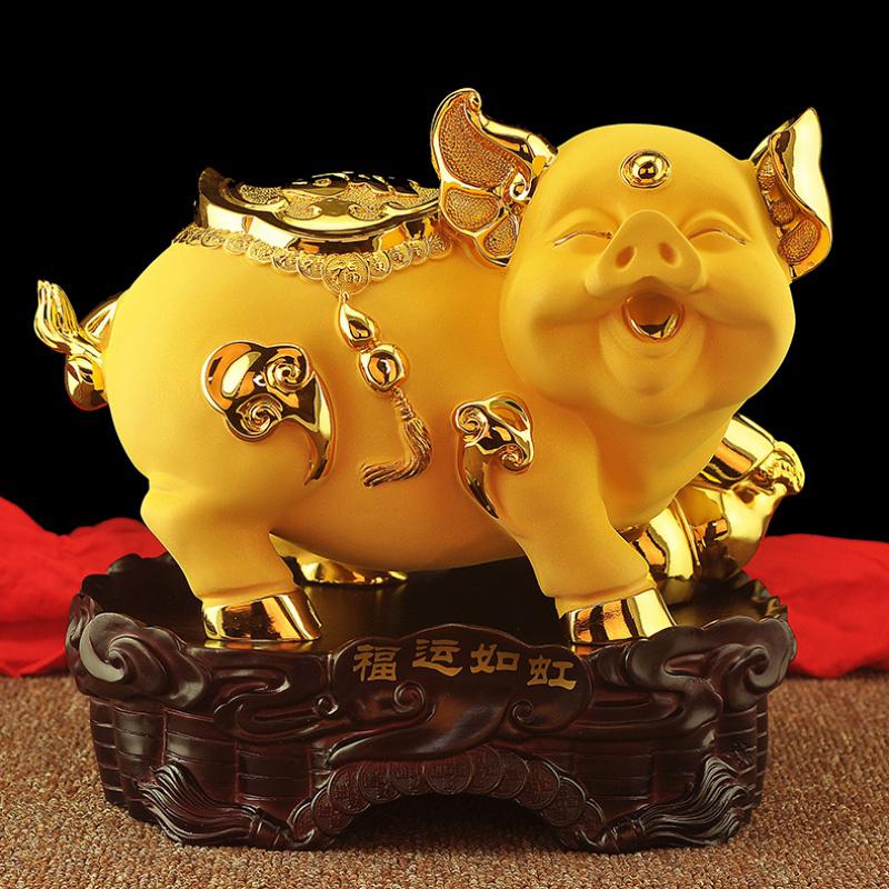 美帮汇金猪摆件十二生肖猪家居工艺品猪年物客厅酒柜装饰品高清大图