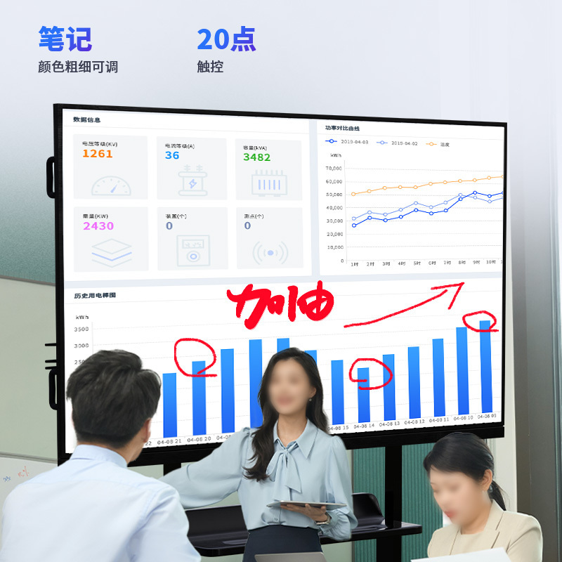 飞显 110英寸交互式电子白板双系统会议平板4K办公商用一体机移动式设计方案 FX11SJW