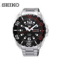 精工(SEIKO)手表 精工5号原装进口自动机械表商务休闲运动防水户外夜光双历功能计时男表黑盘钢带 SRPB35J1