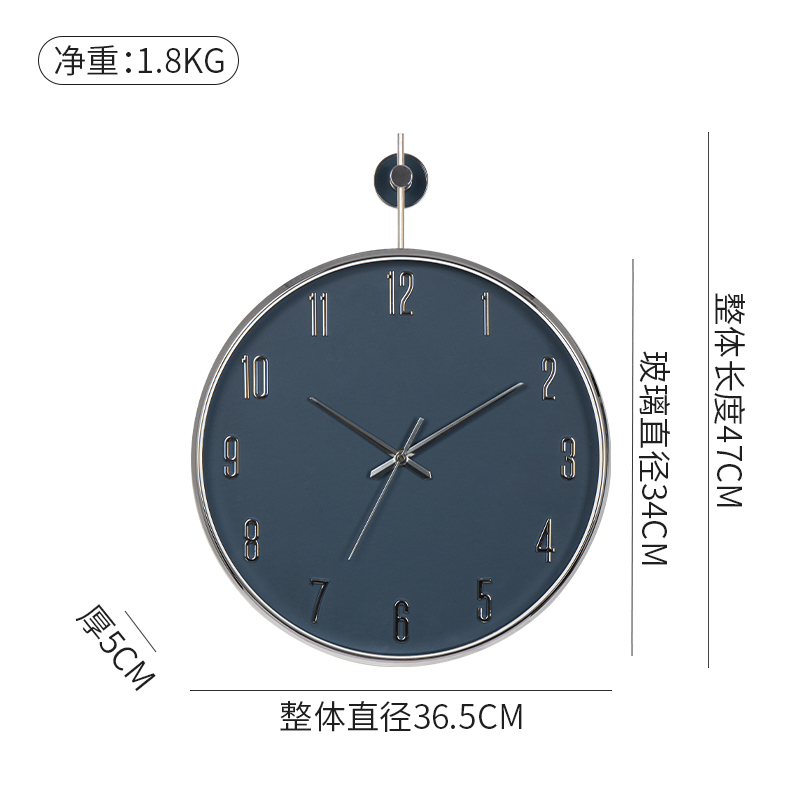 汉时(Hense)时尚轻奢金属装饰挂钟创意客厅石英时钟家用挂表HW210