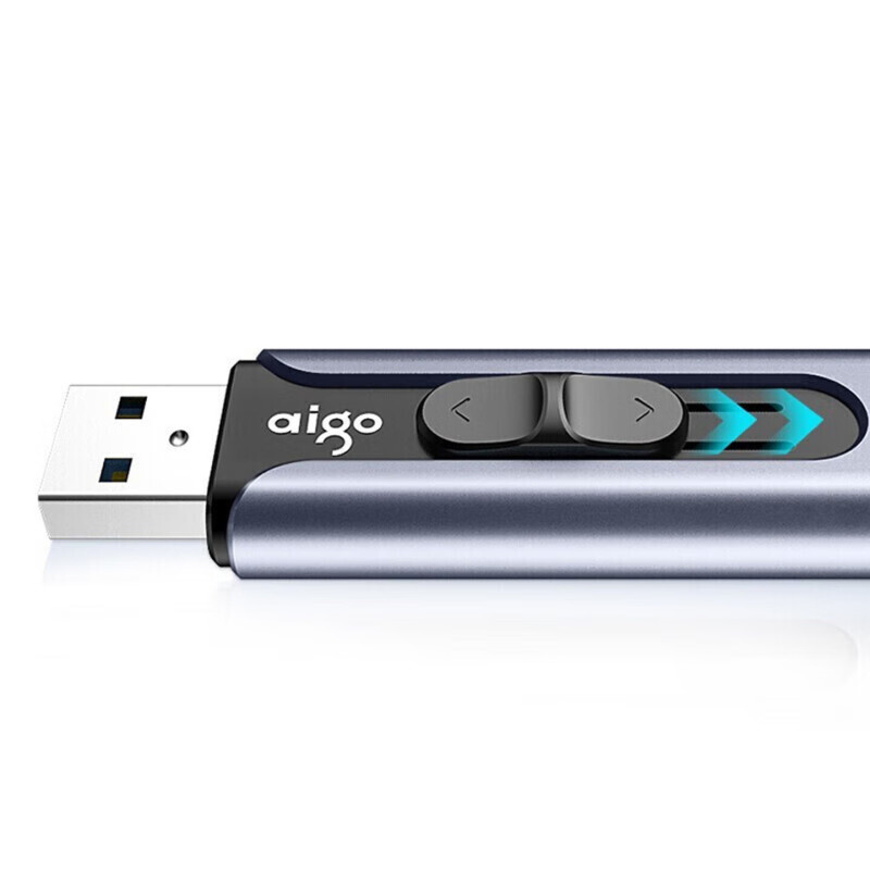 爱国者(aigo)64GB USB3.0 U盘 U335金属推拉款 蓝色 时尚高速高清大图