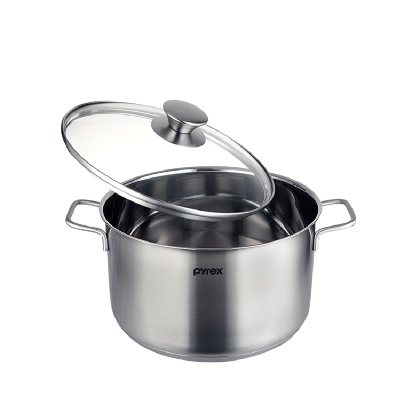 康宁(PYREX)PX-SS2-24-SUP/CN 不锈钢锅304不锈钢汤锅24cm不粘锅双耳炖锅电磁炉通用