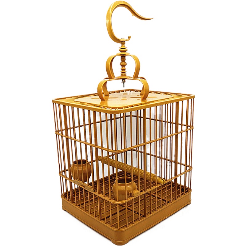 画眉鸟鸟笼全套塑料方笼方形四方精品配件洗澡鸟笼子生头专用压笼 鸟笼套不含笼衣