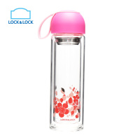 乐扣乐扣(lock&lock)玻璃水杯 LLG654PIK 双层耐热玻璃 (350ml) 粉色 不保温