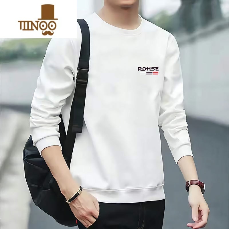 YANXU2022新款卫衣男宽松圆领套头长袖打底衫男装休闲上衣加绒可选高清大图