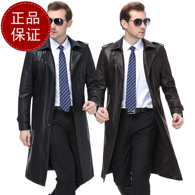 免费试穿掉皮包换春秋新款海宁真皮皮衣绵羊皮风衣男士长款加绒外套秋装加长皮大衣品牌外套男商务休闲大码外套正品高清大图