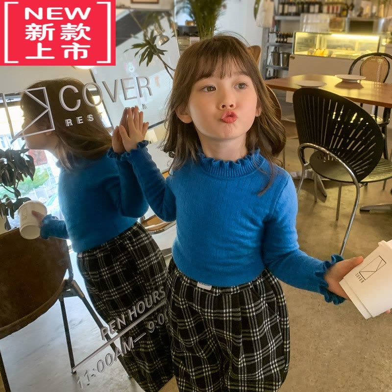 可莉允女童打底毛衣儿童花边领洋气针织衫加绒加厚秋冬2022新款童装图片