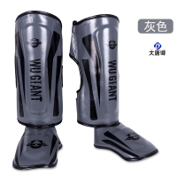 大唐御散打护腿搏击泰拳格斗连脚背护胫武术训练加厚护具护膝盖 灰色 S