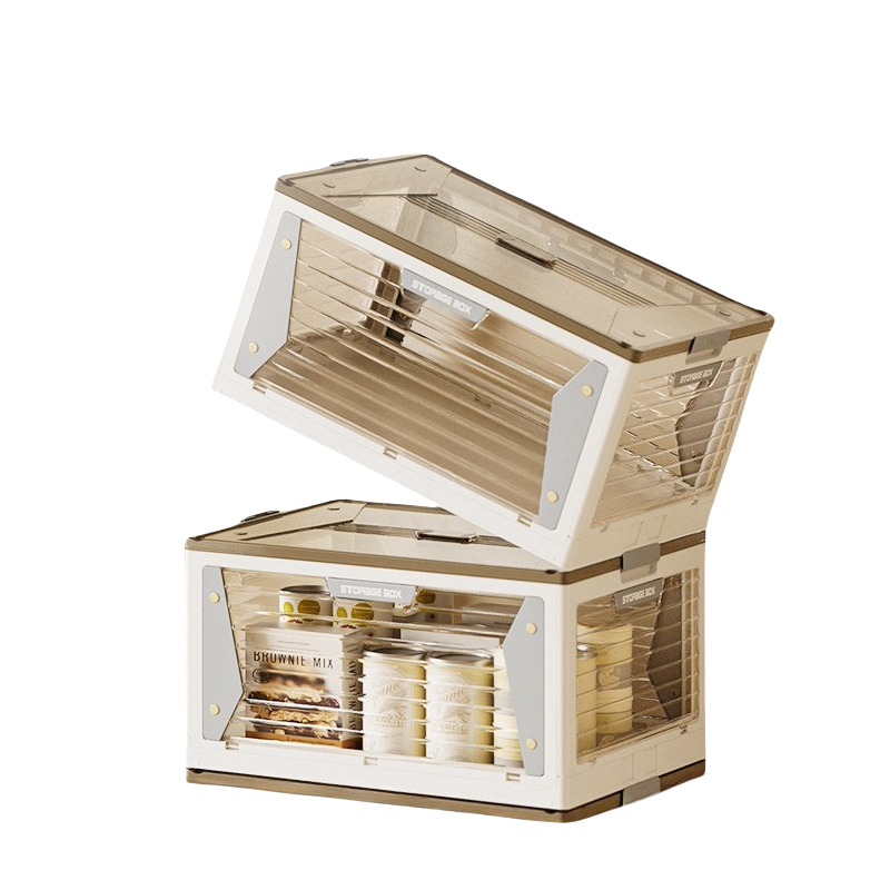 华普思多层折叠柜五开门家用衣服棉被收纳箱学生书本收纳盒储藏零食玩具白色小号27L两层(4个万向轮+1个盖子+两个箱体)