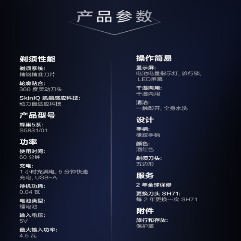飞利浦(PHILIPS)电动剃须刀 S5831/01高清大图