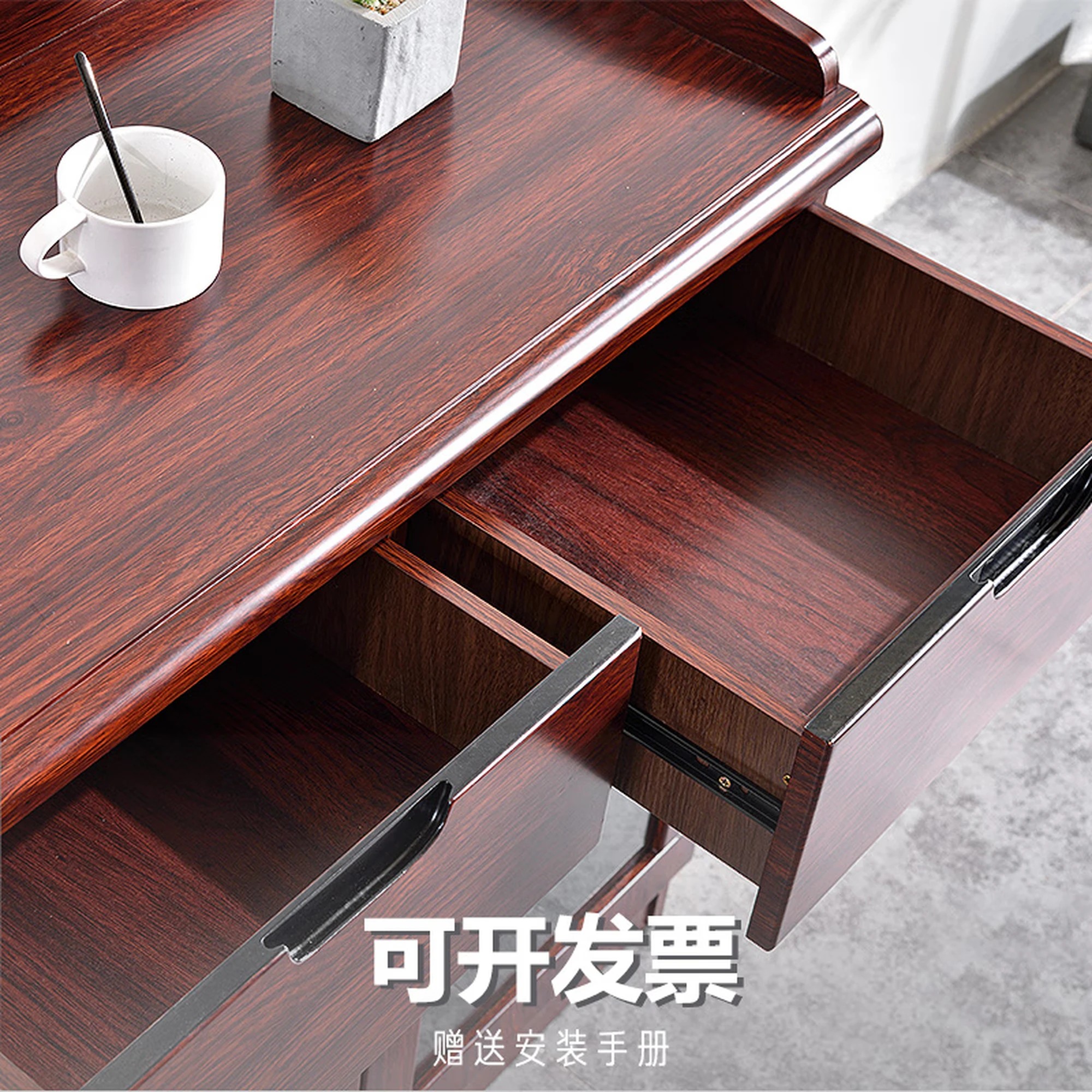 冠烨 茶水柜 800*800*400mm 简约休闲多功能储物矮柜 单张高清大图