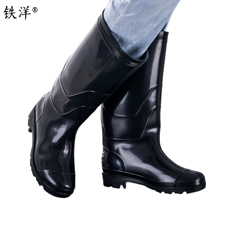 铁洋 黑色光泽高筒雨鞋 TY-YX001 双高清大图