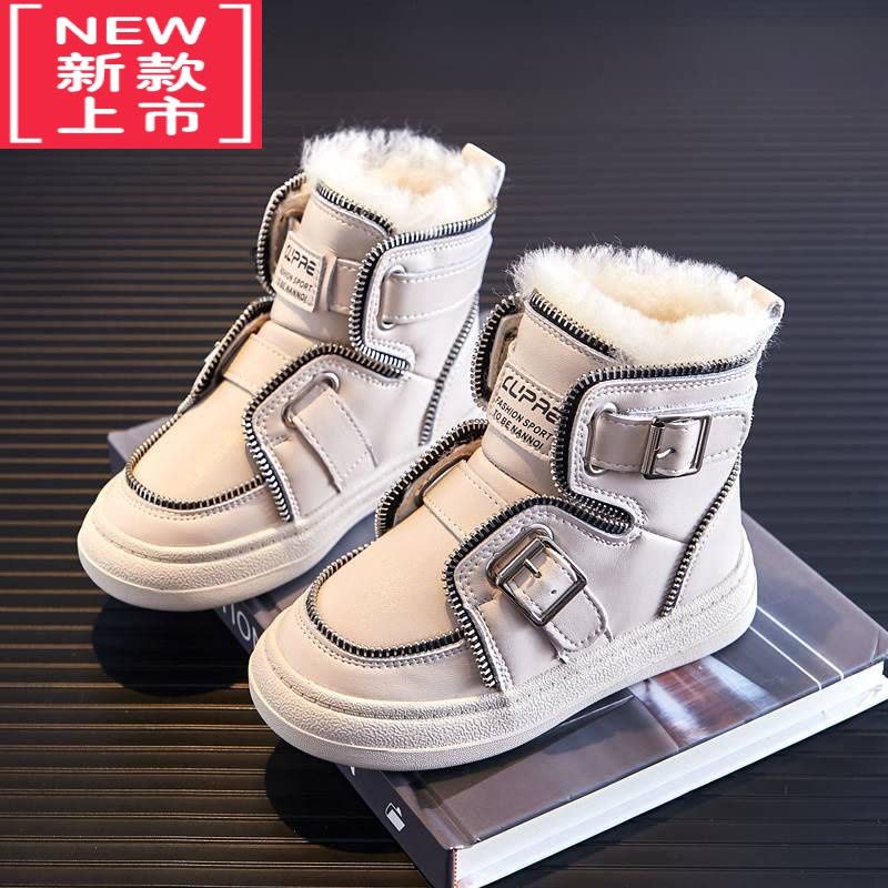 可莉允儿童雪地靴2022新款一体冬季大童棉鞋男童雪地鞋女童短靴图片