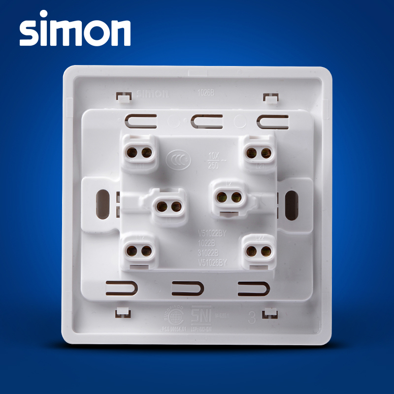西蒙(simon)86型雅白色55系列三开双控开关面板带荧光N51032B