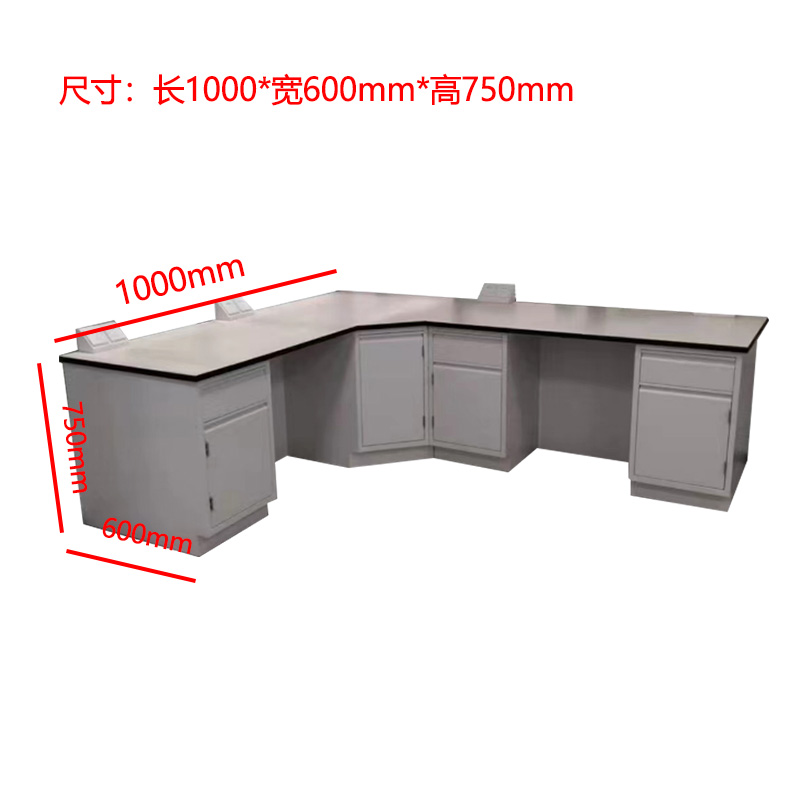 DXBG全钢中央台试验台带吊柜化学实验台室桌工作台钢木边台立柜操作台高清大图