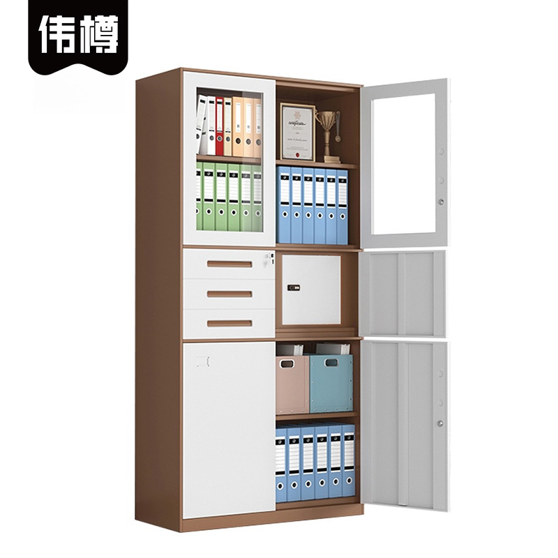 伟樽铁皮文件柜咖套白偏三保900*400*1850mm台高清大图