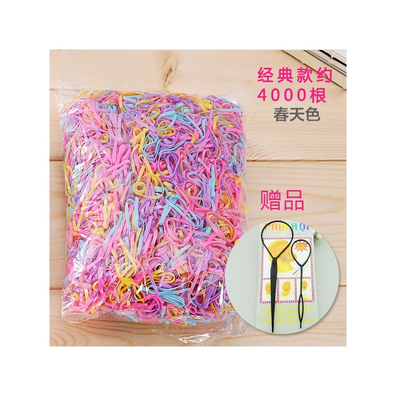 钰。儿童高弹力不伤发一次性橡皮筋发绳彩色女童扎头发皮圈发圈饰|黑色强拉不断(大圈)