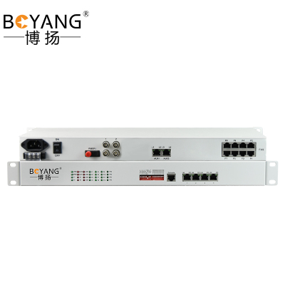博扬 综合业务电话光端机 1路E1+2路电话+2路百兆以太网20kmFC单纤机架式48V电源 1对价BY-E1-2P2E