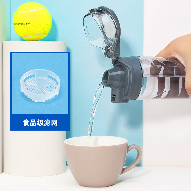 家柏饰(CORATED)塑料水杯子1000ML太空茶杯男便携夏天水瓶大容量水壶 6058a粉色750ml高清大图