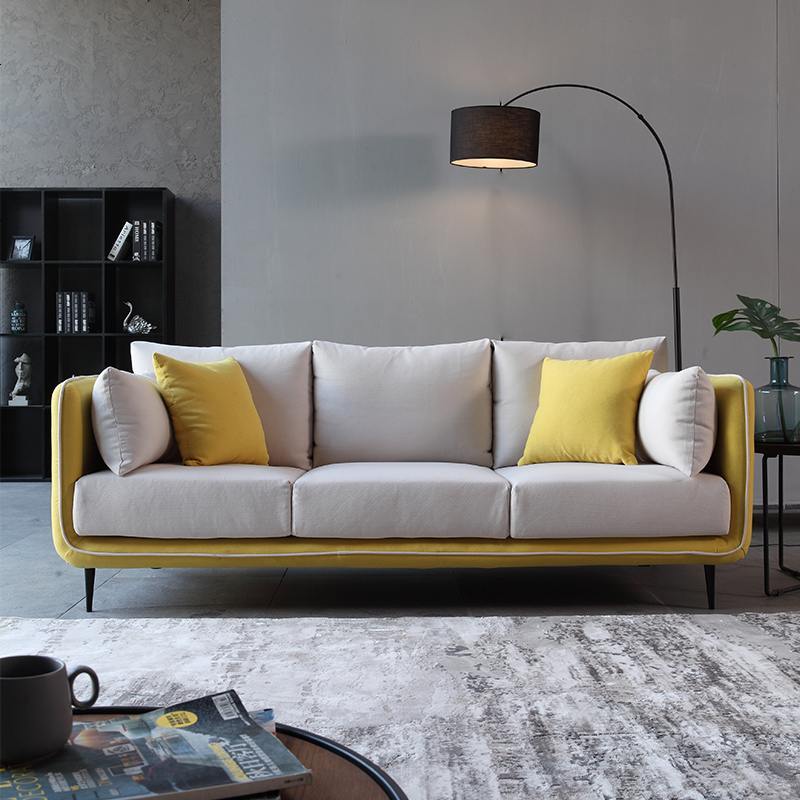 北欧布艺沙发小户型简约现代客厅四人位一字型直排三人座ins网红