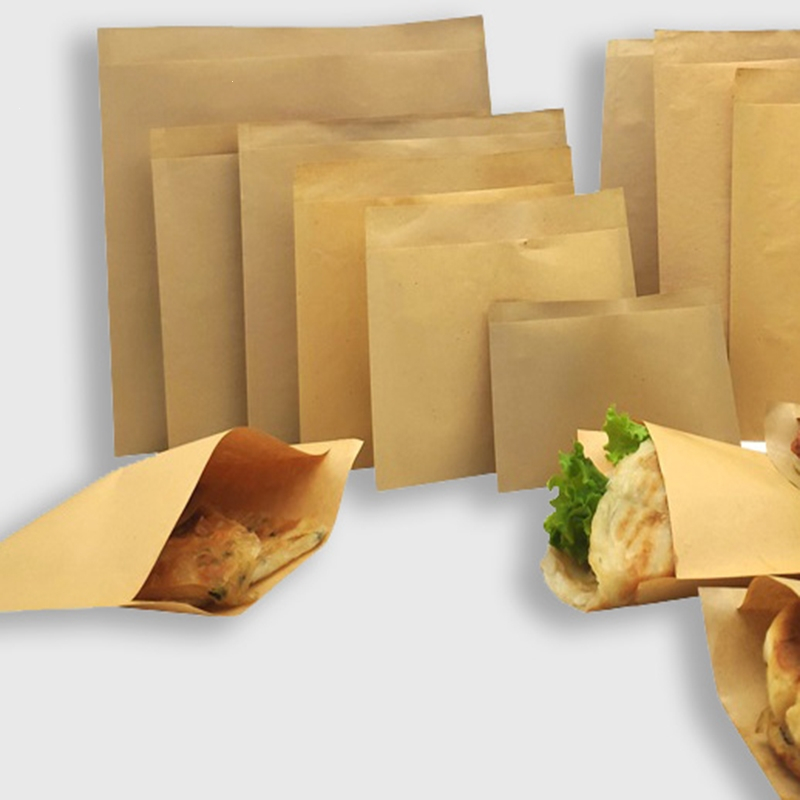 如华福禄牛皮纸袋子防油纸袋一次性外卖烧烤烧饼煎饼肉夹馍食品包袋