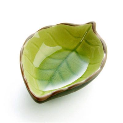 24个装树叶陶瓷调味碟调料碟酱醋碟子冰裂釉厨房多用碟树叶绿色2个装