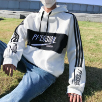 范格度FANGEDU港风波电商A088-W18208%聚酯纤维37%棉新款大码卫衣男面料成分 2XL 白配黑